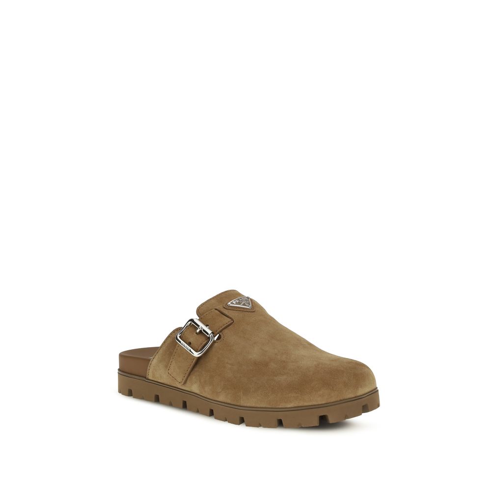 Prada Beige Calf Leather Bos Taurus Mules for Men