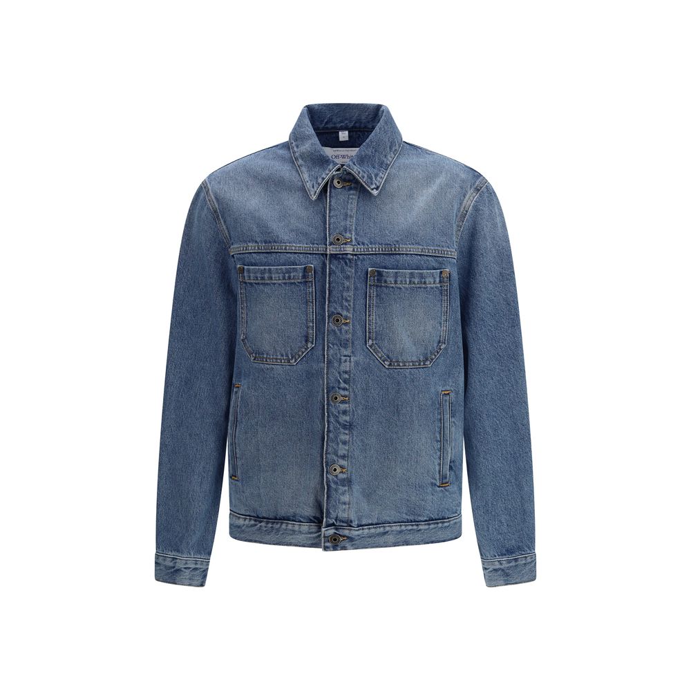 Off-White Blue Cotton Denim Jacket - Half Arrow Skate Design