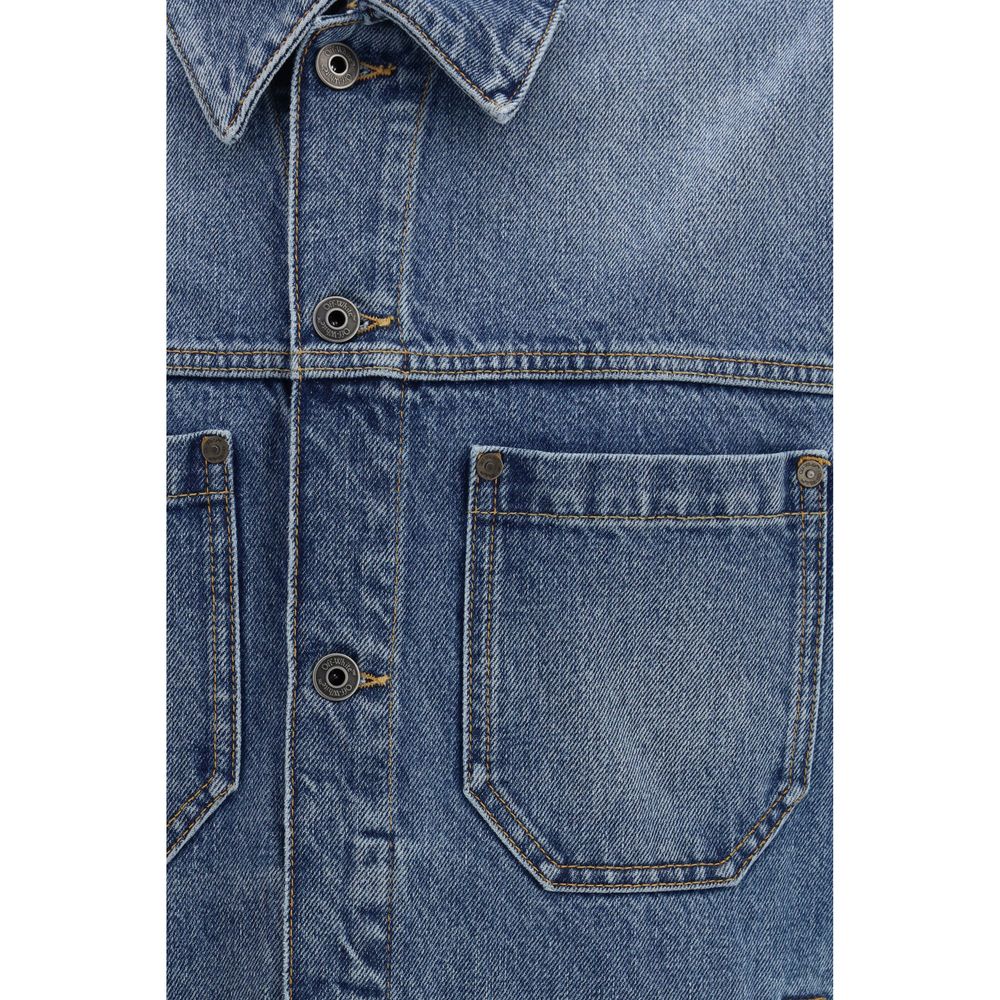 Off-White Blue Cotton Denim Jacket - Half Arrow Skate Design