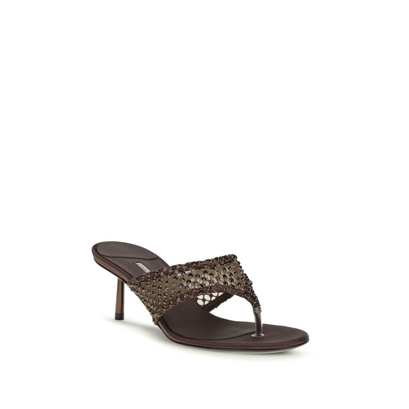 LE SILLA Gilda Brown Goatskin Stiletto Heel Sandals