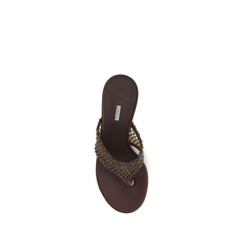 LE SILLA Gilda Brown Goatskin Stiletto Heel Sandals