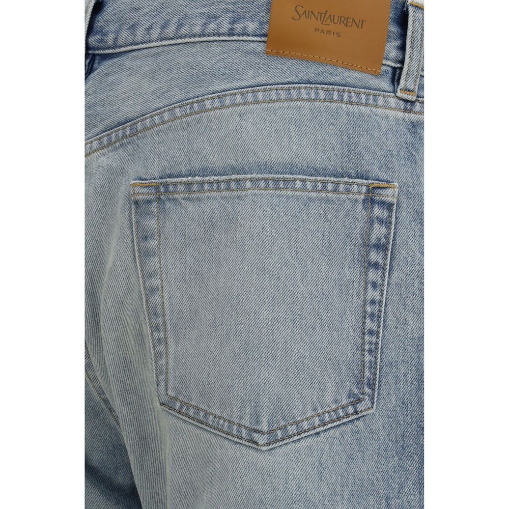 Jeans droit en coton bleu Saint Laurent