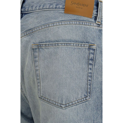 Jeans droit en coton bleu Saint Laurent