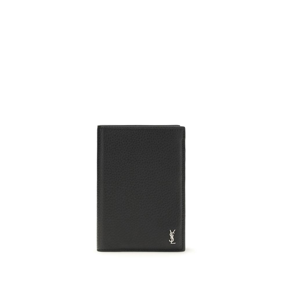 Portefeuille Bos Taurus en cuir de veau noir Saint Laurent