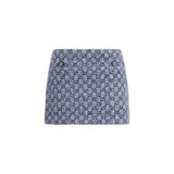 Gucci Blue GG Tweed Mini Skirt with Belt Loops