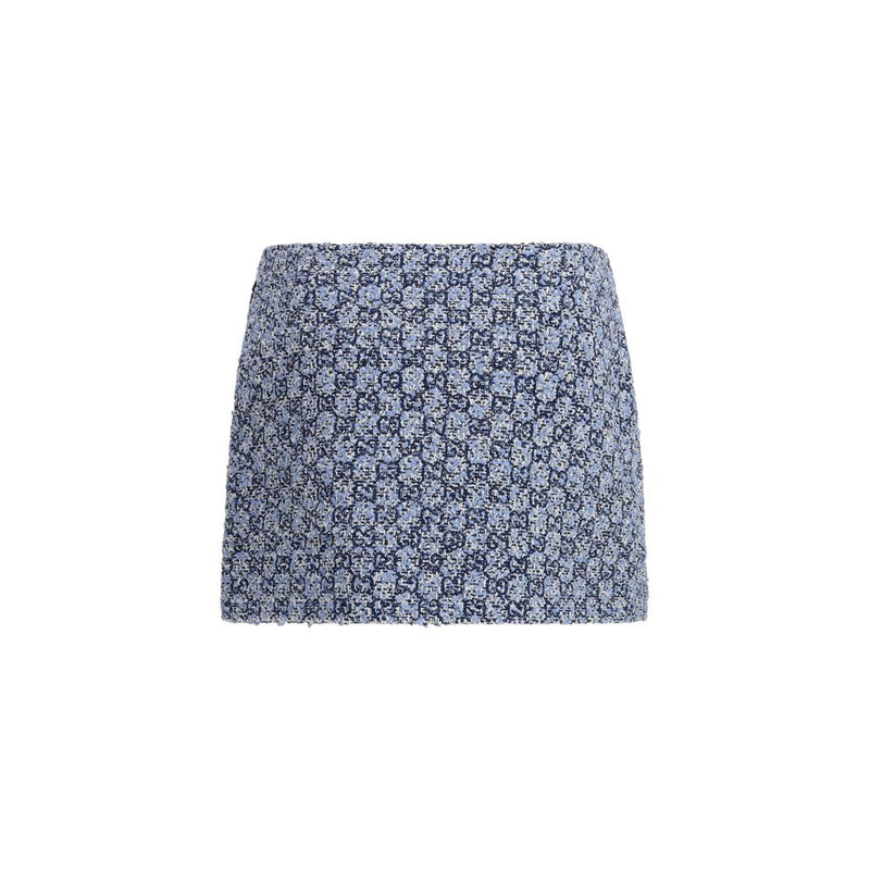 Gucci Blue Cotton Mini Skirt - GG Tweed Design
