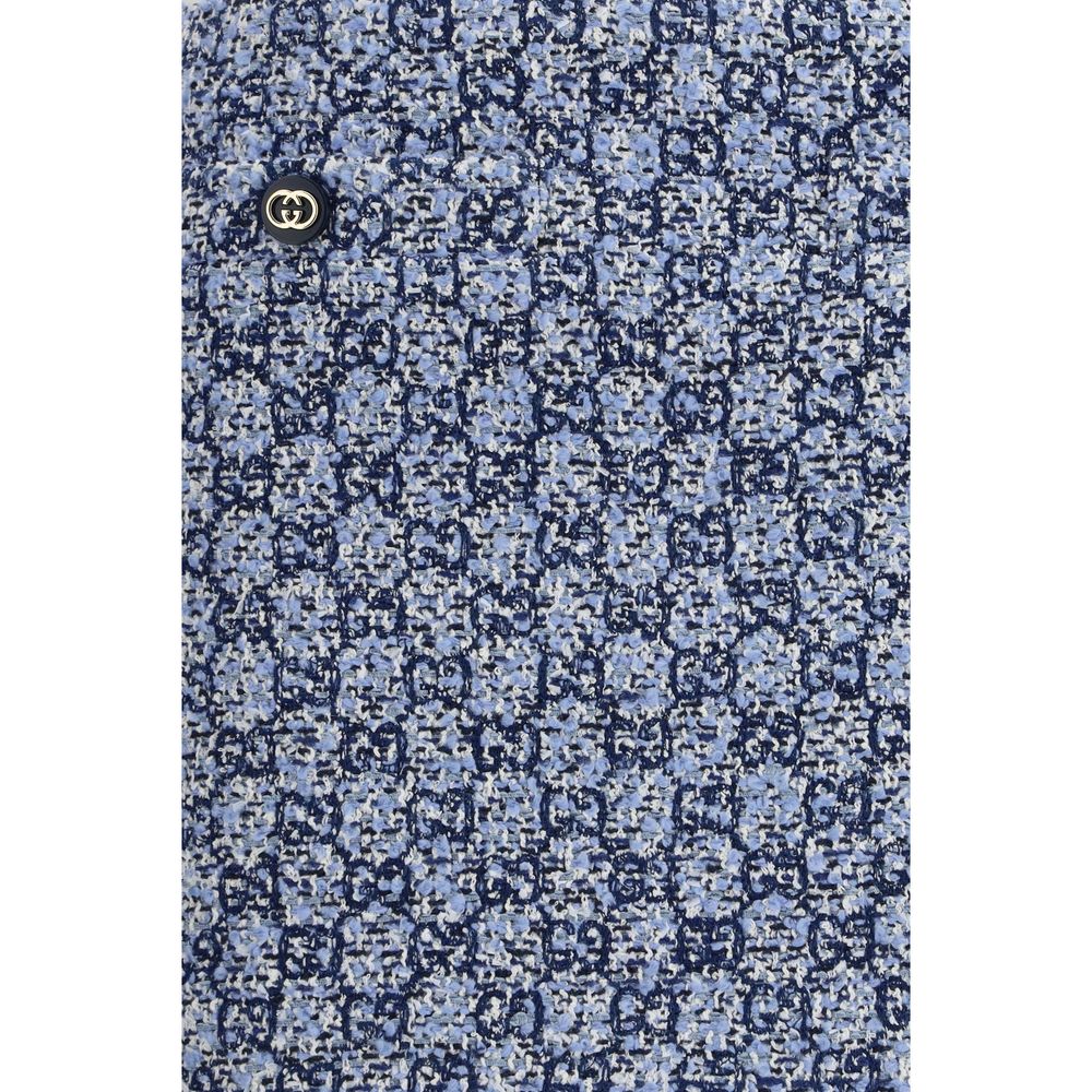 Gucci Blue GG Tweed Mini Skirt with Belt Loops