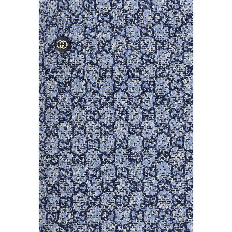 Gucci Blue Cotton Mini Skirt - GG Tweed Design