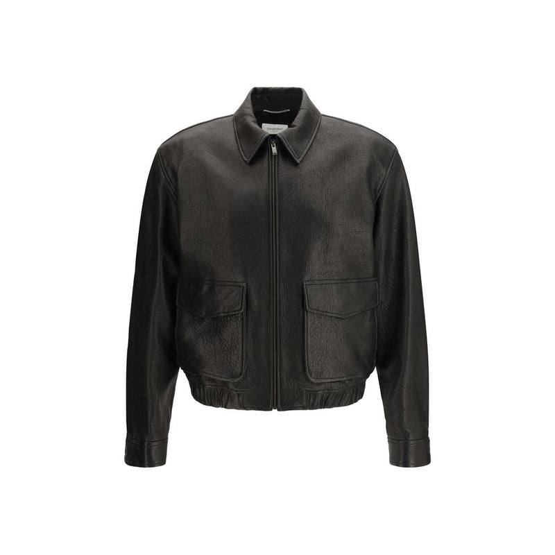 Blouson en cuir noir Saint Laurent