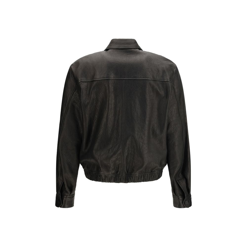 Blouson en cuir noir Saint Laurent