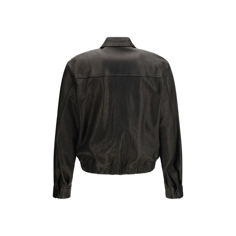 Blouson en cuir noir Saint Laurent