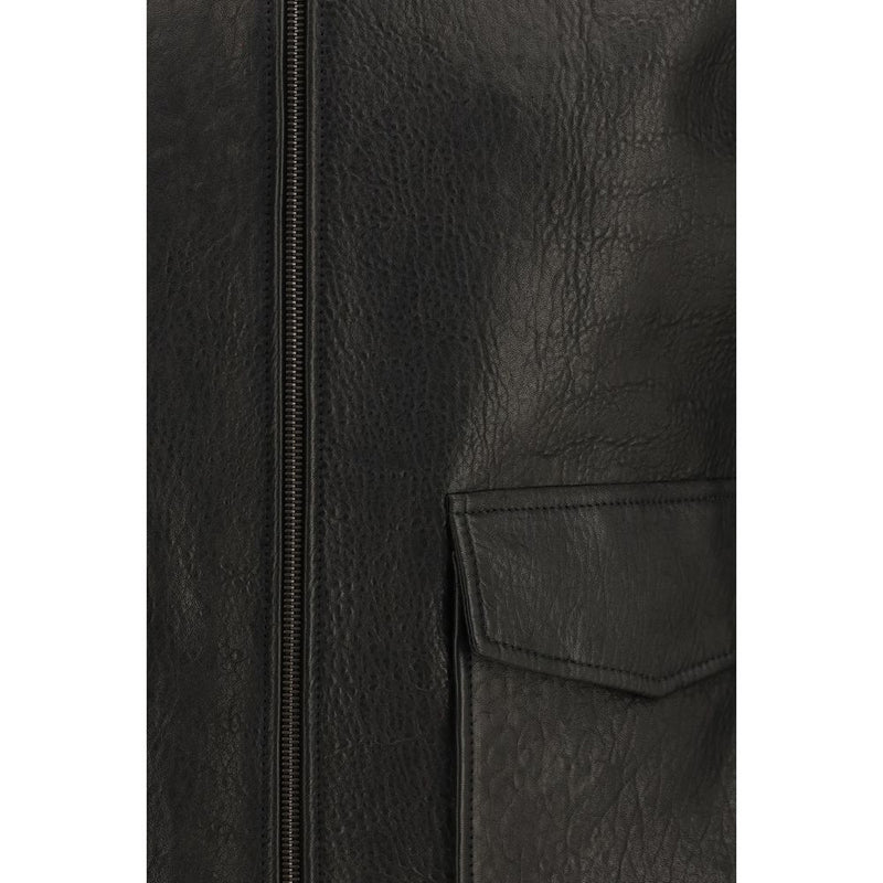 Blouson en cuir noir Saint Laurent