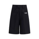 GCDS Black Cotton Bermuda Shorts with Logo Piping