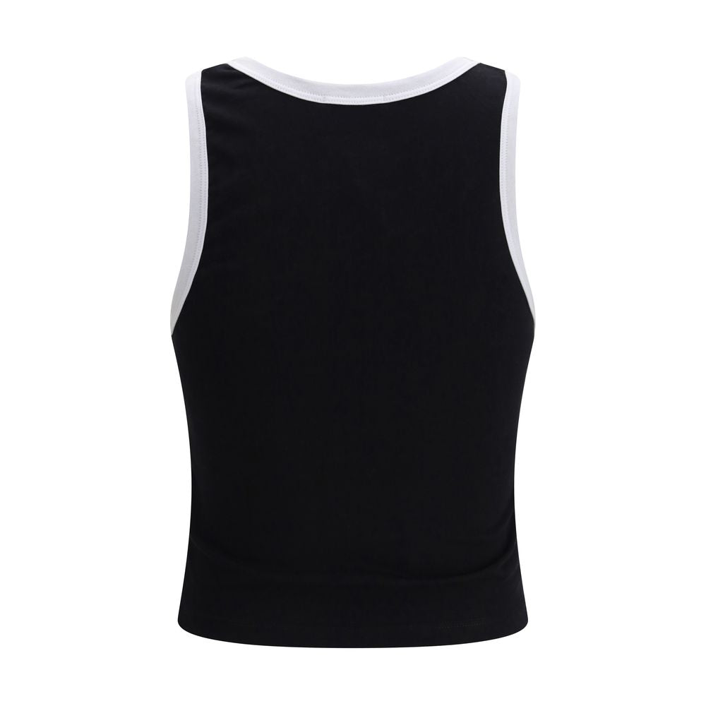 GCDS Black Cotton Slim Fit Cropped Tank Top