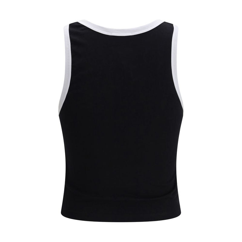 GCDS Black Cotton Cropped Tank Top for Women