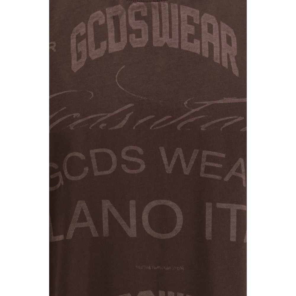 GCDS Brown Cotton T-Shirt - History Sleeveless Design