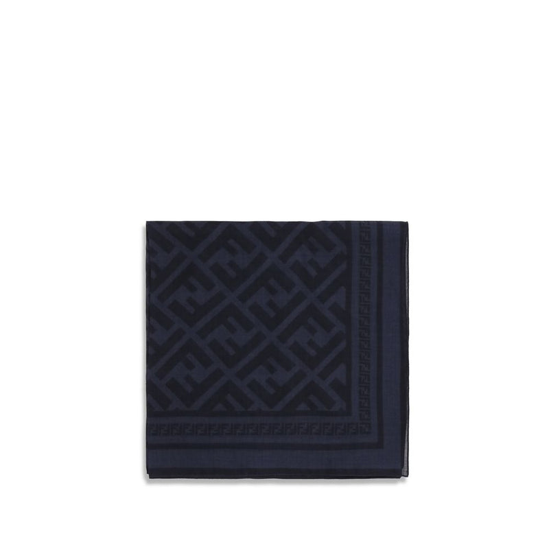 Fendi Blue Wool Oves Aries Scarf