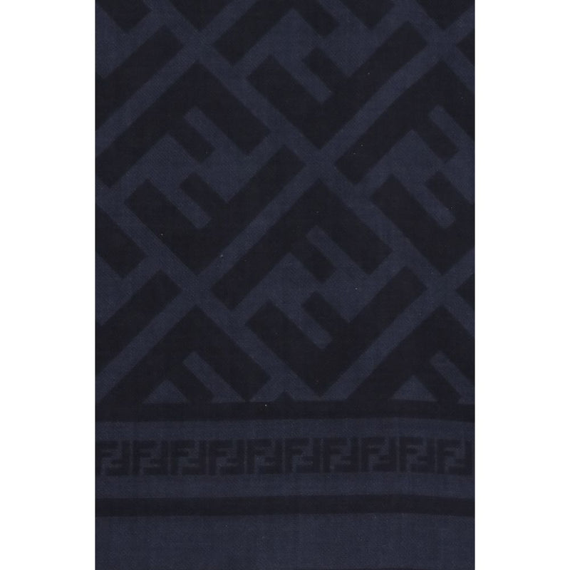 Fendi Blue Wool Oves Aries Scarf