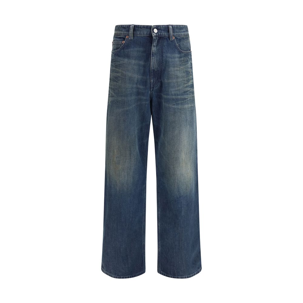 MM6 Blue Cotton Straight-Leg Jeans - Modern Design