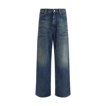 MM6 Blauwe Katoenen Jeans Met Rechte Pijpen