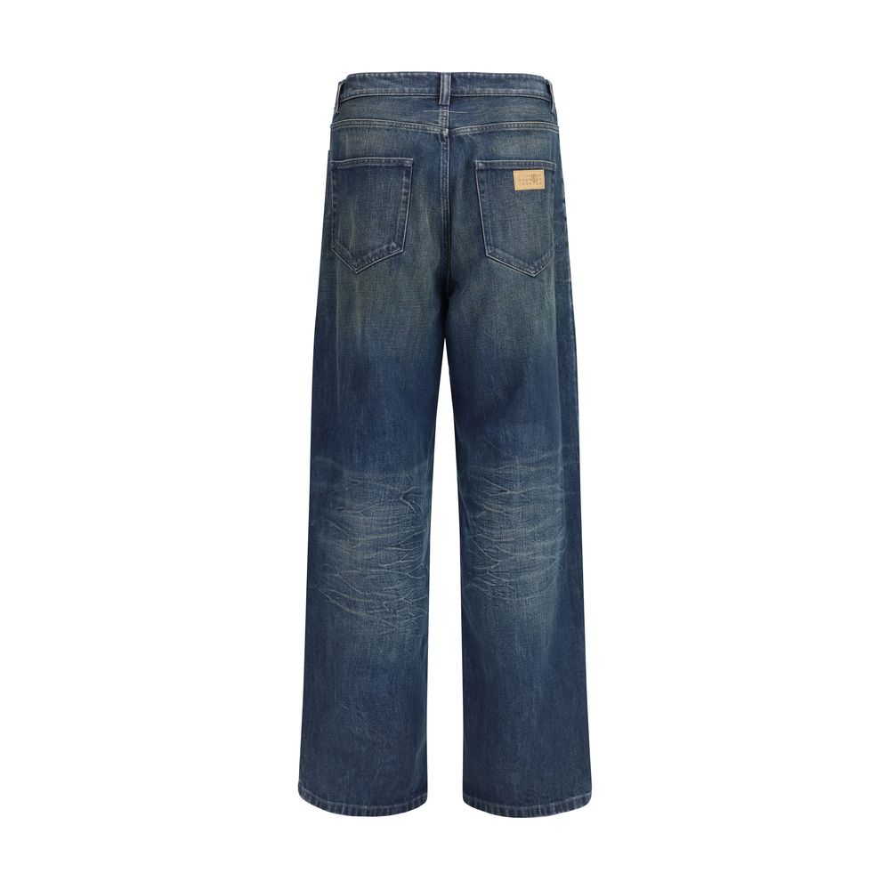 MM6 Blue Cotton Straight-Leg Jeans - Modern Design