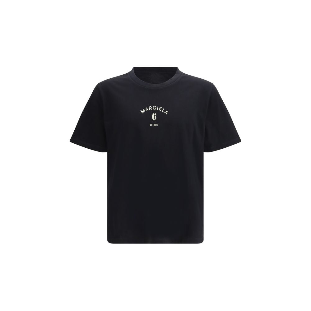 MM6 Black Cotton T-Shirt - Oversized Fit with Logo Print