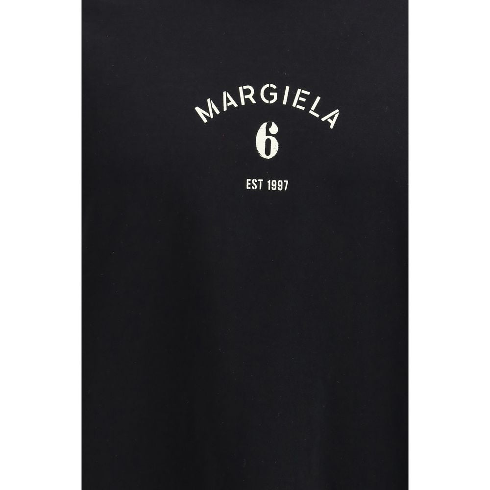 MM6 Black Cotton T-Shirt - Oversized Fit with Logo Print