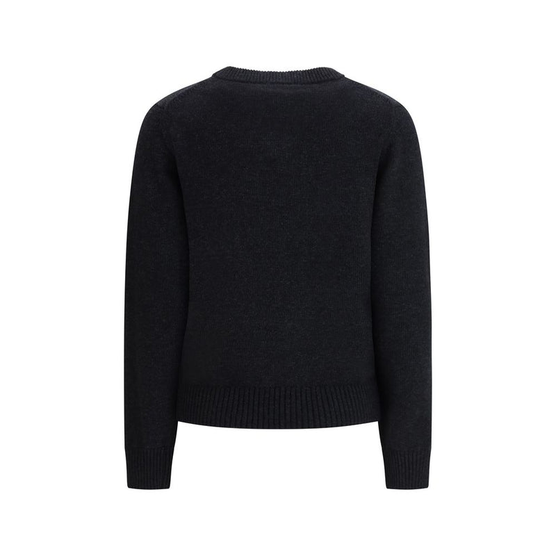 Ganni Gray Polyamide Sweatshirt with Raspberry Detail