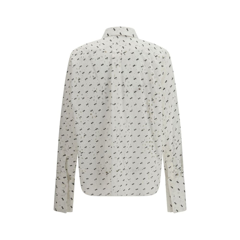 GCDS White Cotton Pattern Shirt - Oversized Fit