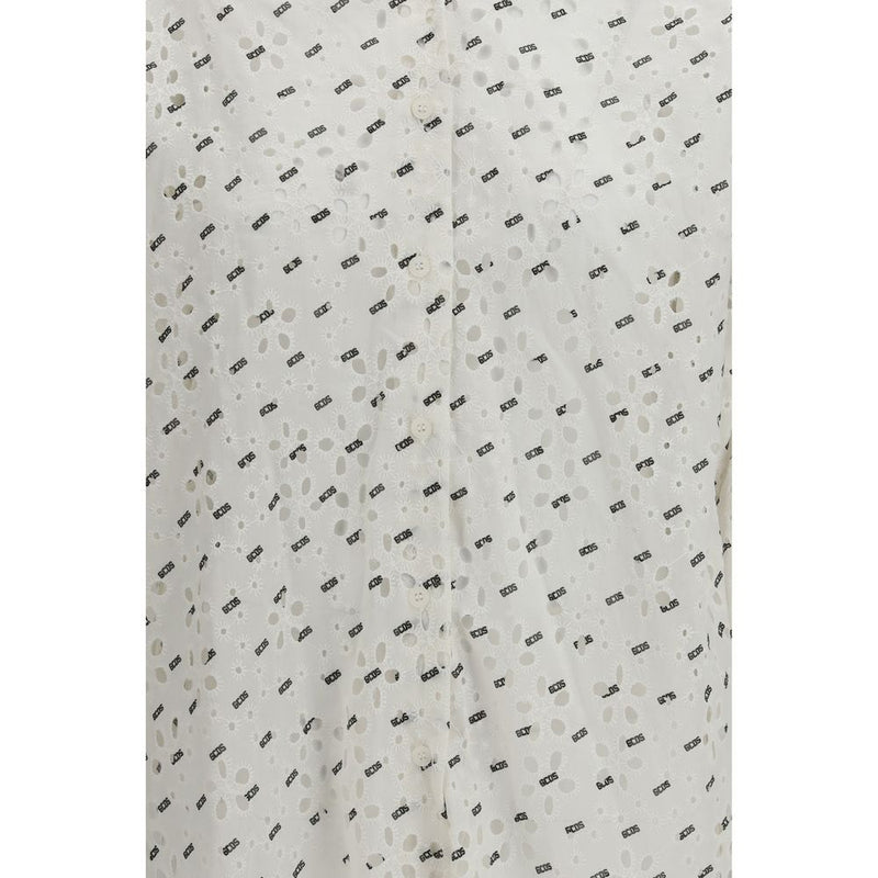 GCDS White Cotton Pattern Shirt - Oversized Fit