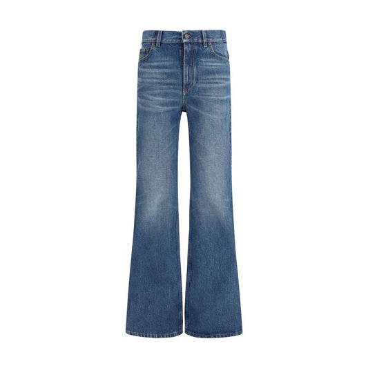 Chloé Blue Cotton Flared Jeans - Feminine Retro Style