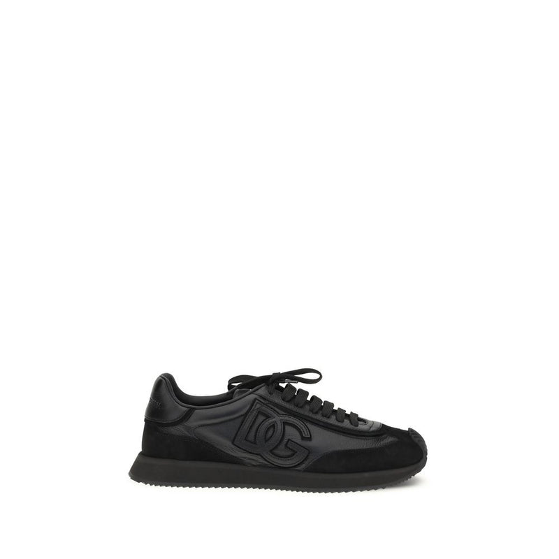 Dolce & Gabbana Black Calf Leather Bos Taurus Sneakers