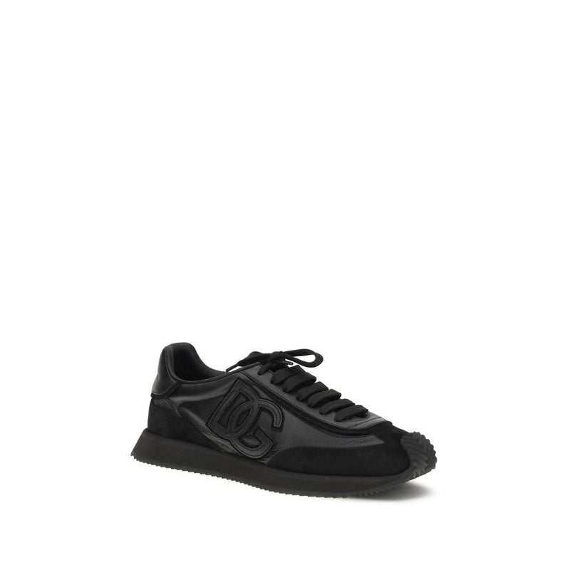 Dolce & Gabbana Black Calf Leather Bos Taurus Sneakers