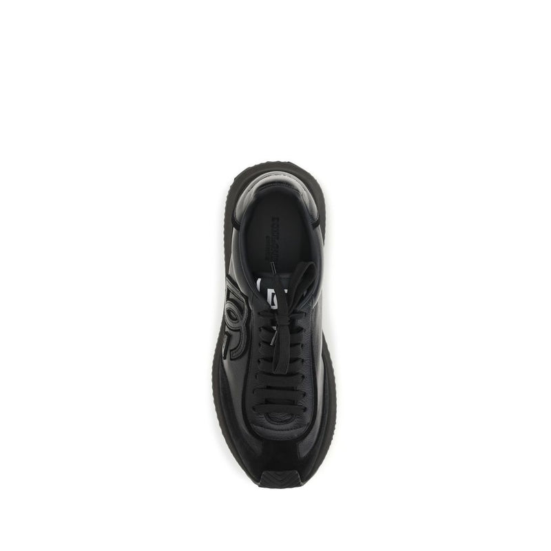 Dolce & Gabbana Black Calf Leather Bos Taurus Sneakers