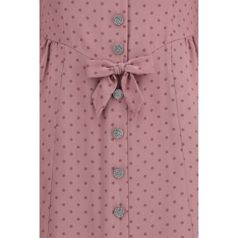 Alessandra Rich Polka Dot Silk Midi Dress with Ruffles