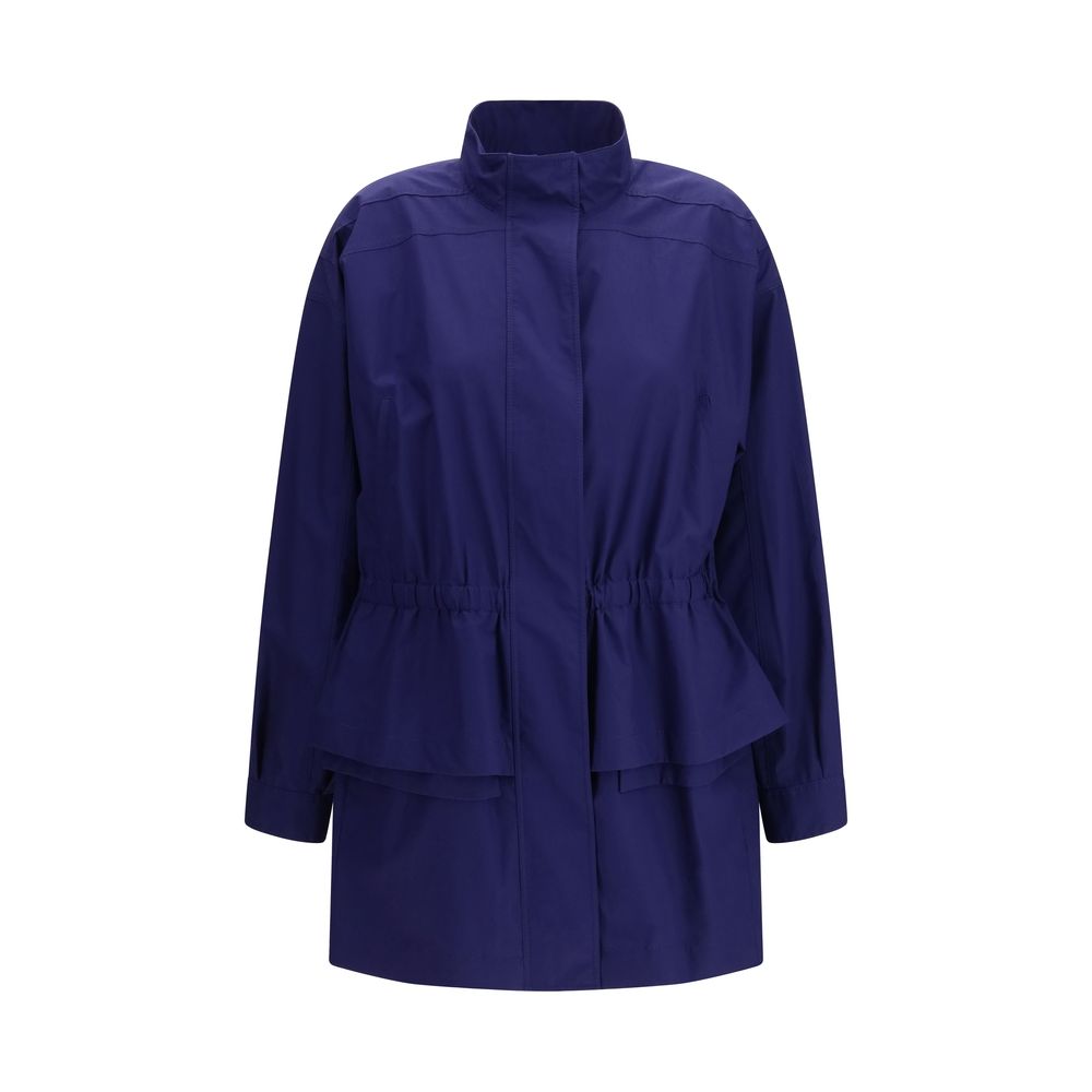 Fendi Blue Cotton Parka Blouson with Logo Embroidery