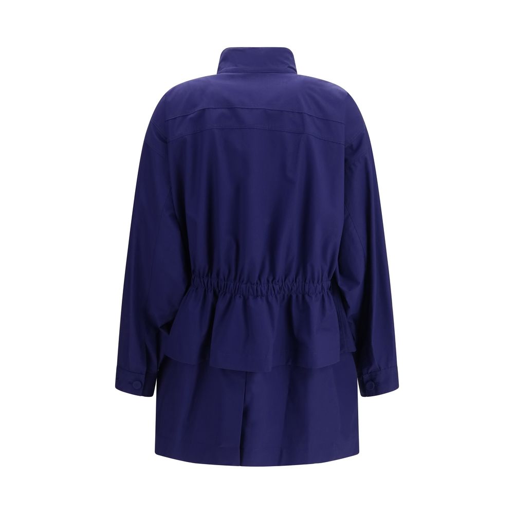 Fendi Blue Cotton Parka Blouson with Logo Embroidery
