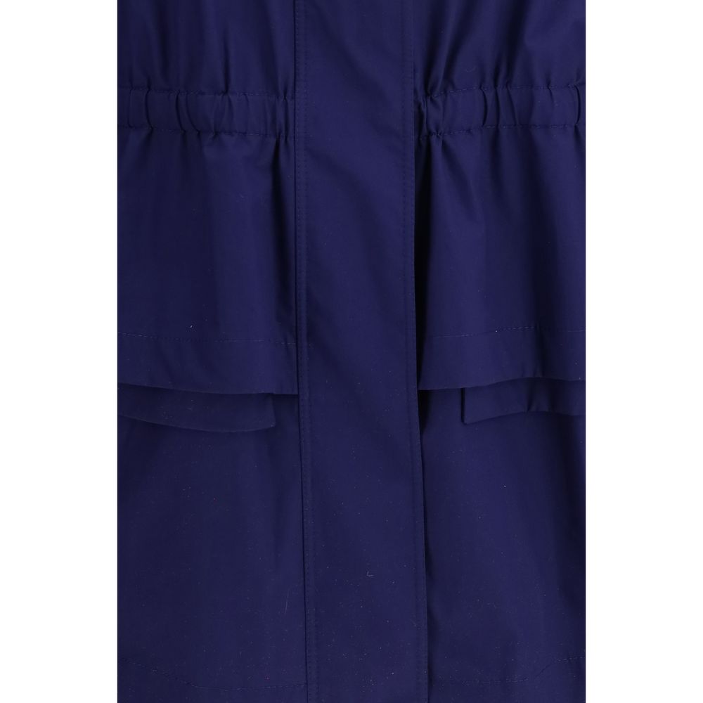 Fendi Blue Cotton Parka Blouson with Logo Embroidery