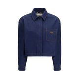 Fendi Blue Cotton Denim Jacket - Cropped Design with Logo