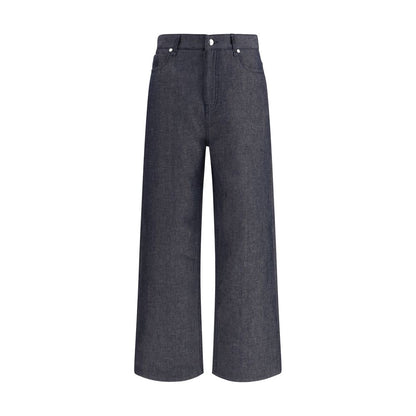 Jean Fendi décontracté en lin bleu