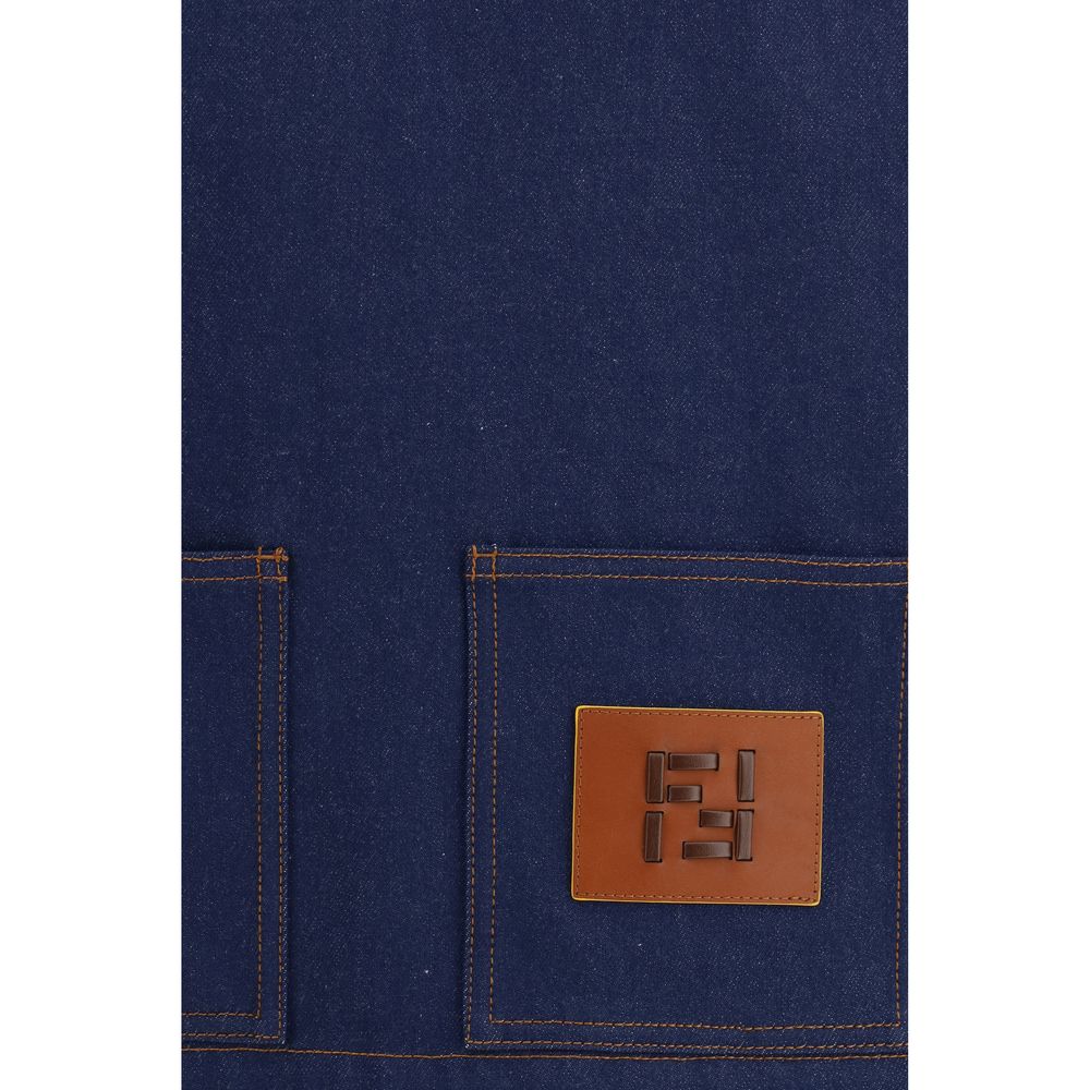 Fendi Blue Cotton Denim Jacket - Cropped Design with Logo