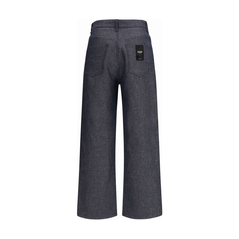 Jean Fendi décontracté en lin bleu