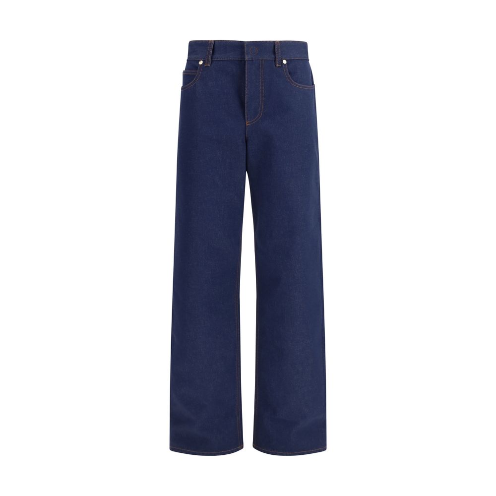Fendi Blue Cotton Straight-Leg Jeans for Women