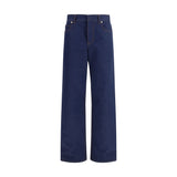 Fendi Blue Cotton Straight-Leg Jeans for Women