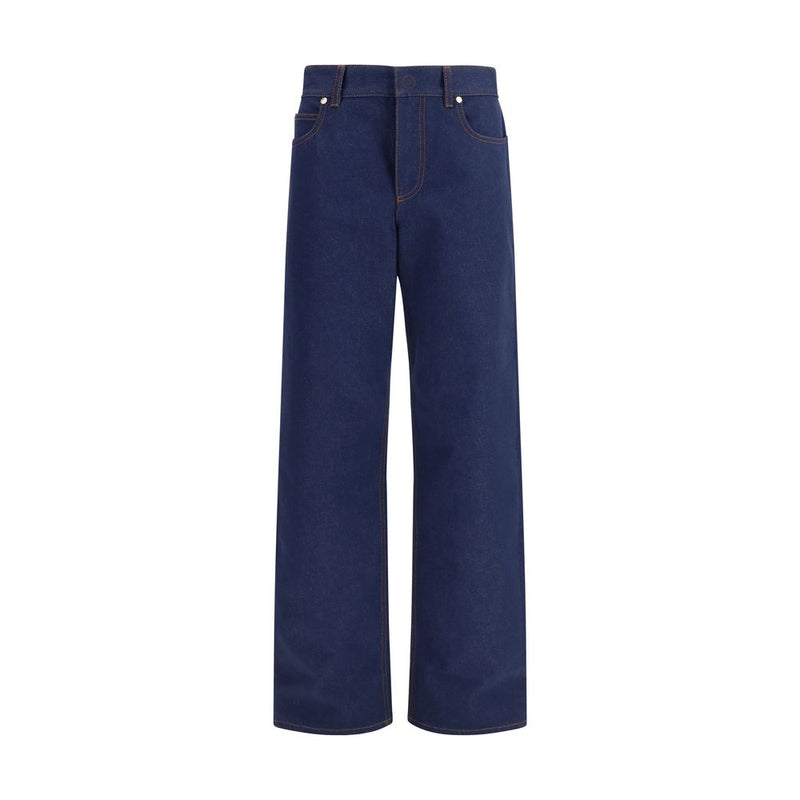Fendi Blue Cotton Straight-Leg Jeans for Women