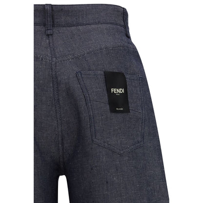 Jean Fendi décontracté en lin bleu