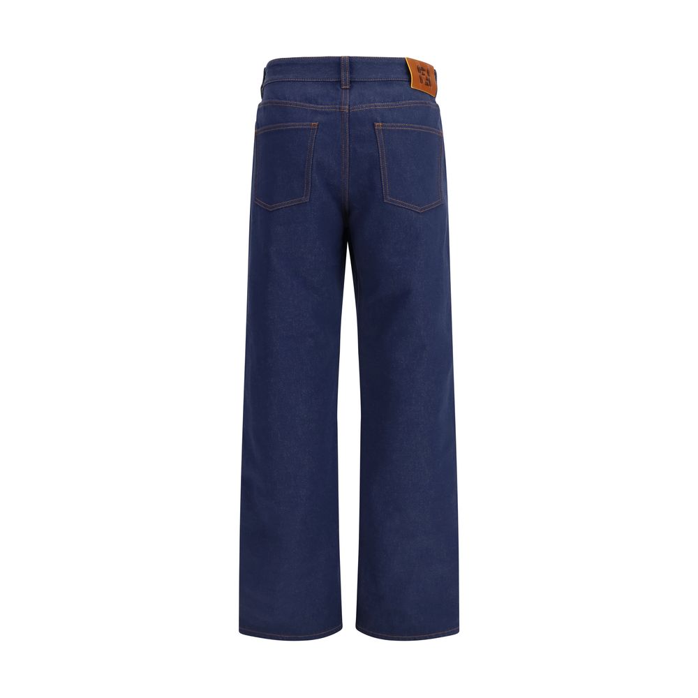 Fendi Blue Cotton Straight-Leg Jeans for Women