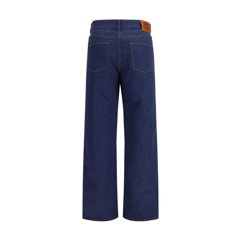 Fendi Blue Cotton Straight-Leg Jeans for Women