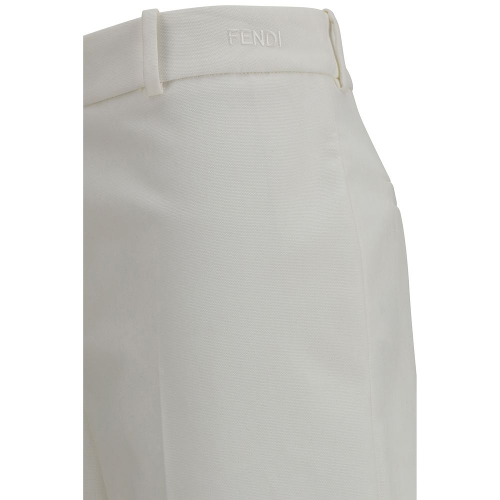 Fendi White Cotton Pants - Contemporary Style for Women