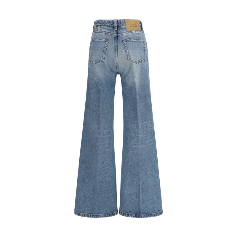 Ami Paris Blue Cotton Flared Jeans for Women
